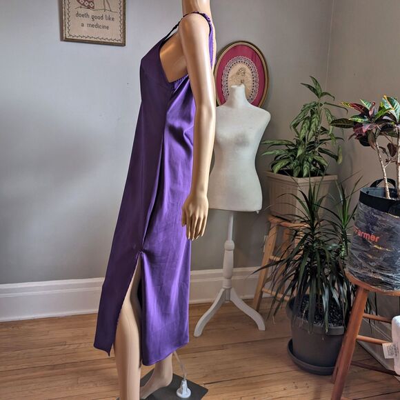 Target Future Collective Alani Noelle Satin Midi Slip Dress Purple Low Back - Picture 3 of 12